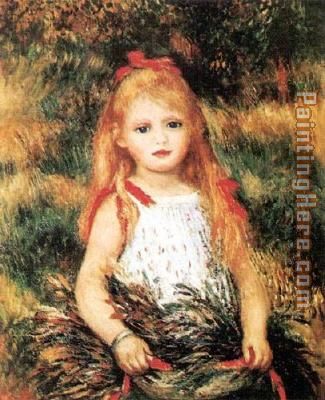 Girl With Sheaf Of Corn painting - Pierre Auguste Renoir Girl With Sheaf Of Corn art painting
